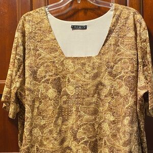 Women's Brown Patterned lace Top vintage plus size